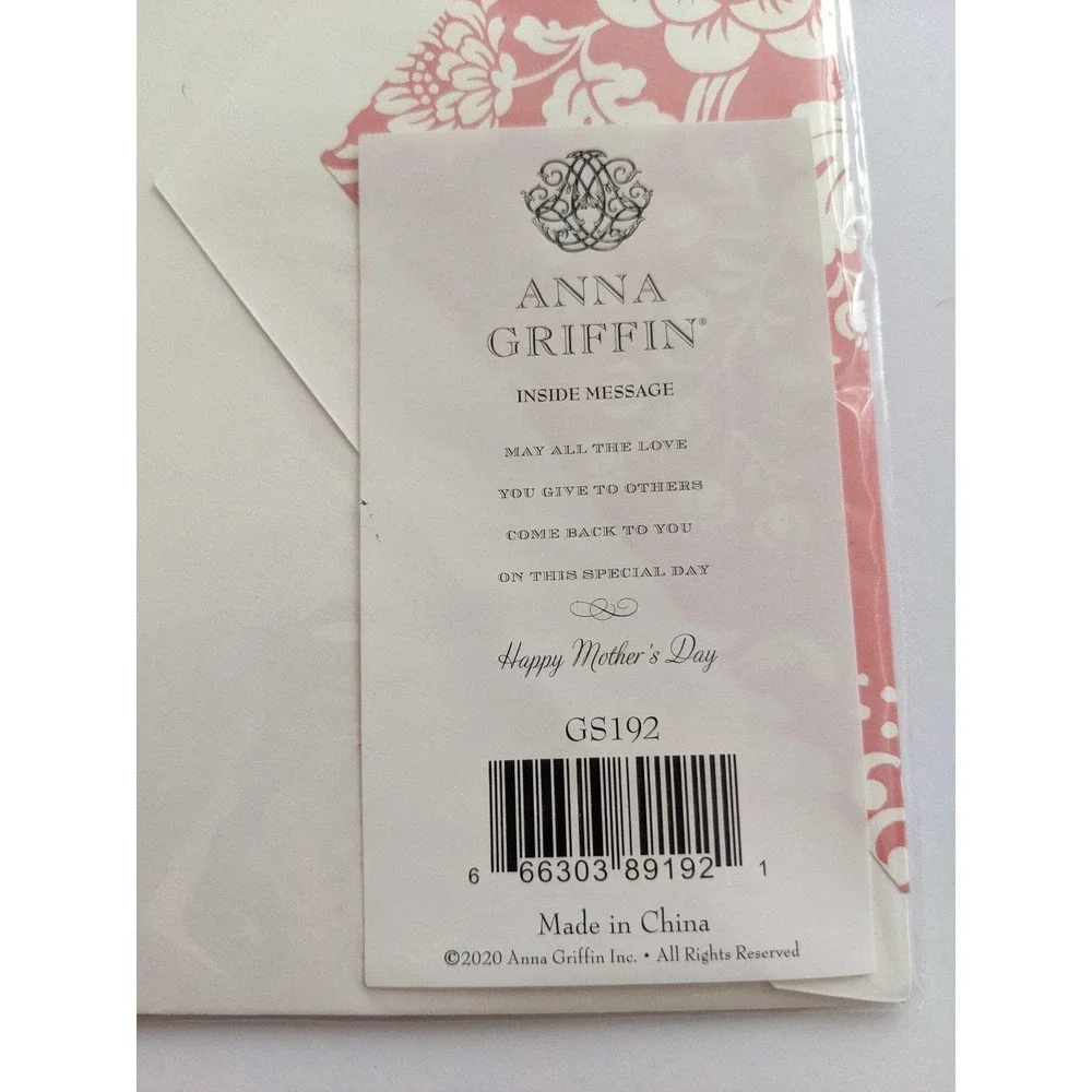 Anna Griffin Happy Mother's Day 3D Blush Pink Flower Rose Tag Greeting Card